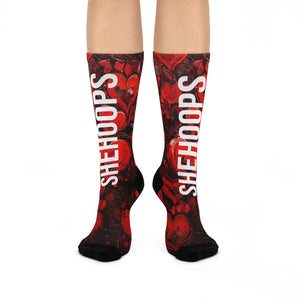 She Hoops® Cushioned Heart Crew Socks